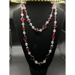 Vendome Necklace 
With Red and Regular Aurora Borealis crystal beads